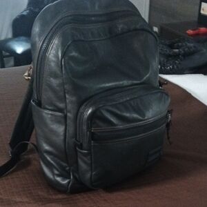 Men's Black Leather Backpack